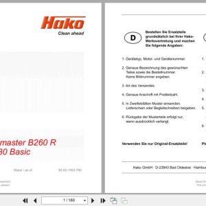Hako Sweeper Scrubmaster B260R TB1230 Basic Spare Parts List 85 00 1993 790 EN DE FR (1)
