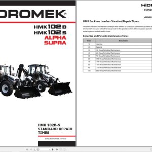 Hidromek Backhoe Loader HMK 102B HMK 102S Standard Repair Times (1)