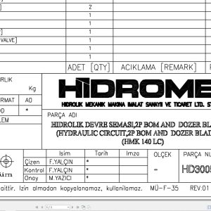 Hidromek HMK 140LC With Dozer Blade + 2P Boom Hydraulic Diagram HD300500000 (1)
