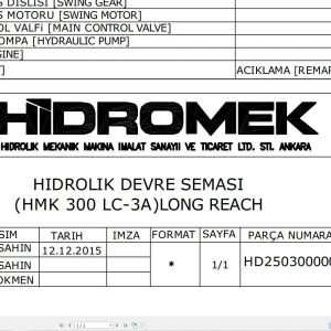 Hidromek HMK 300LC 3A Long Reach Hydraulic Diagram HD250300000 (1)