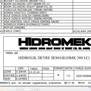Hidromek HMK 300LC Hydraulic Diagram HD250000000 2017 (1)