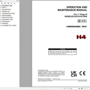Hidromek Wheel Excavator HMK140W 3 HMK210W 3 Operation Maintenance Manual H23732B401 EN (1)