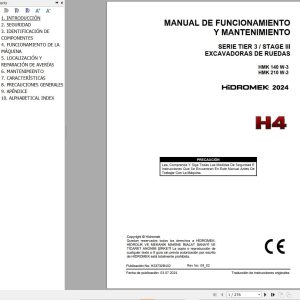 Hidromek Wheel Excavator HMK140W 3 HMK210W 3 Operation Maintenance Manual H23732B402 ES (1)