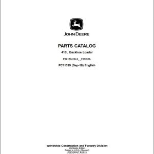 John Deere Backhoe Loader 410L Parts Catalog PC11329 (1)