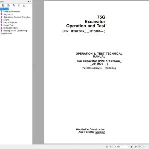 John Deere Excavator 75G Operation & Test Technical Manual TM12873 (1)