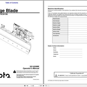 Kubota Trip Edge Blade AP TE3596 AP TE35108 Operation Manual 301 620MK (1)
