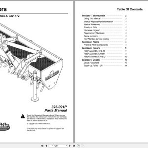 Land Pride Core Aerators CA1548 CA1556 CA1564 CA1572 Parts Manual 325 091P (1)
