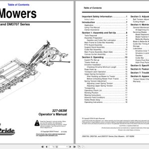 Land Pride Disc Mower DM3705 DM3706 DM3707 Series Operator Manual 327 083M (1)