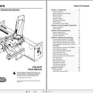 Land Pride Snow Blower SB1051 SB1064 Parts Manual 370 027P (1)