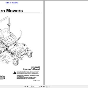 Land Pride Zero Turn Mowers ZSR54 ZSR60 Operation Manual 357 344M (1)