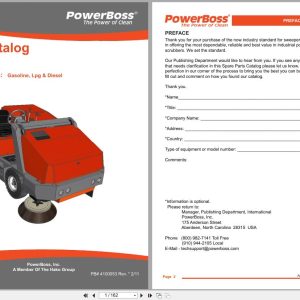 PowerBoss Sweeper Atlas PB620DSL PB620LP Parts Catalog 4100053 2011 (1)