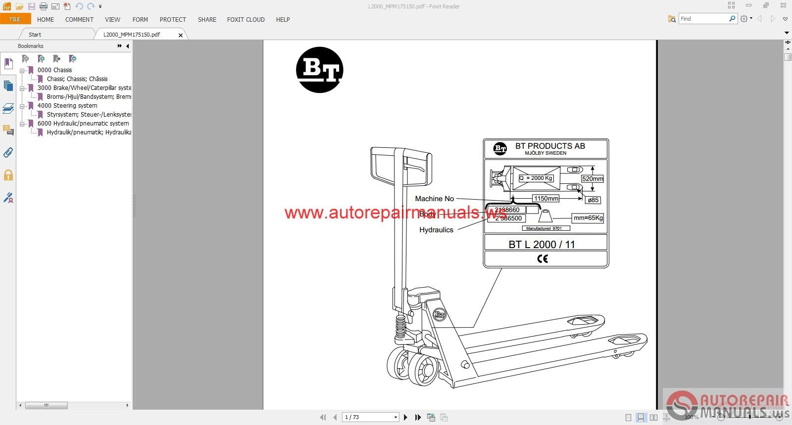 BT Handling Forklift Parts Catalog CD5
