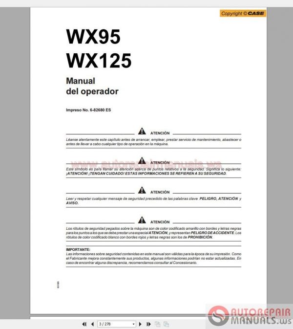 Case Wheel Excavator Service Manual Operators Manual3