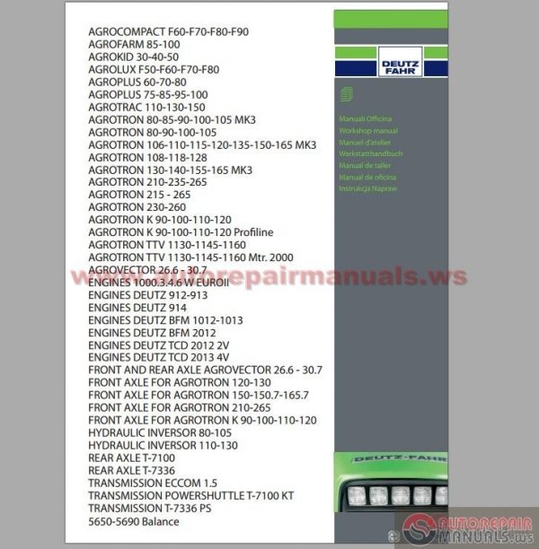 DEUTZ FAHR Technical Documentation CD 20074
