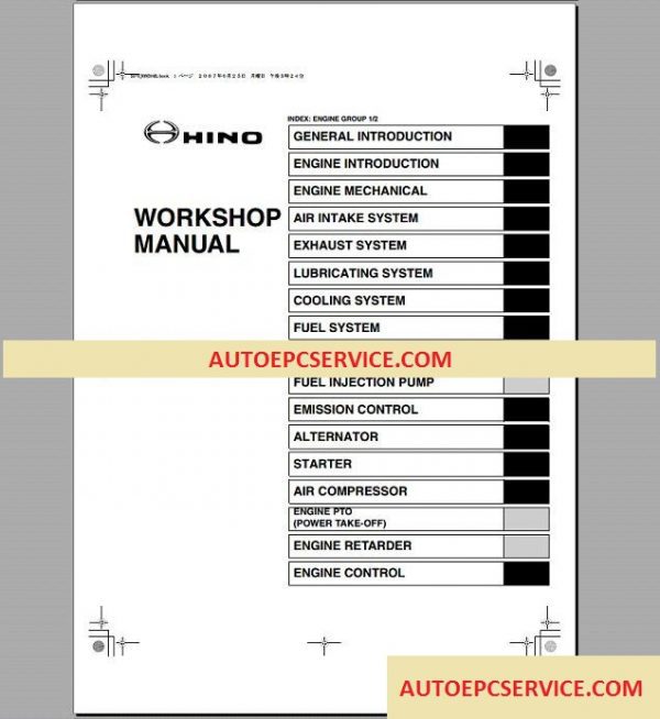 Hino Diesel Truck Workshop Manual 20052