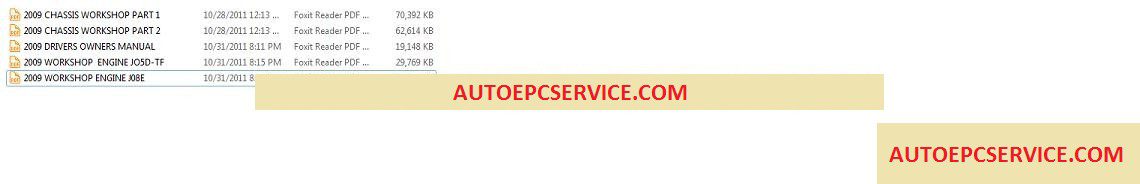 Hino Diesel Truck Workshop Manual 20091