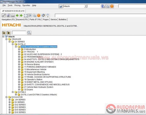 Hitachi parts manager pro 03201613