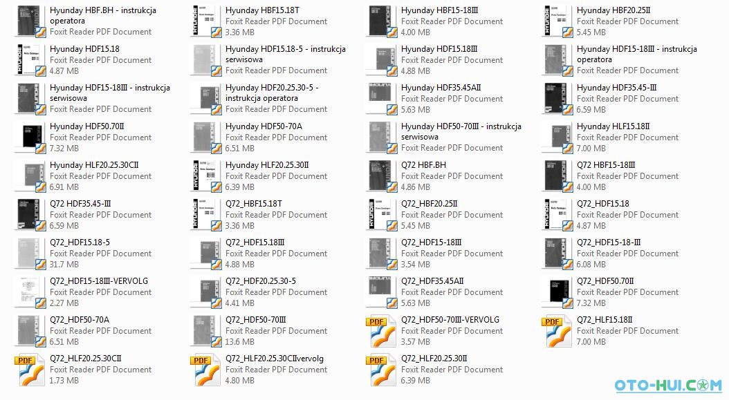 Hyundai forklift spare parts and operating manuals 1