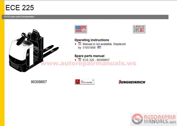 Jungheinrich Forklift Operating Instructions Parts Manual CD 20102
