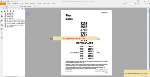 Komatsu Motorgraders Workshop Manuals2d0LW3