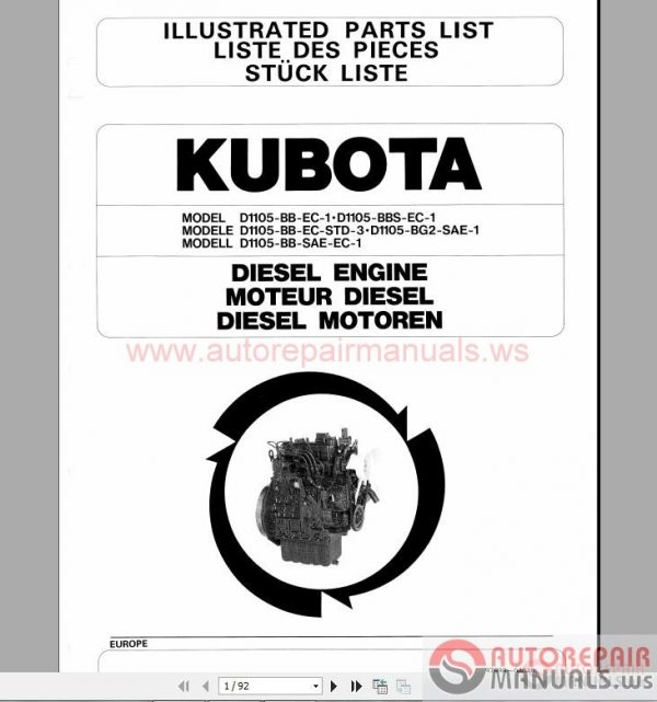 Kubota Engines Shop Manual Parts Catalog3