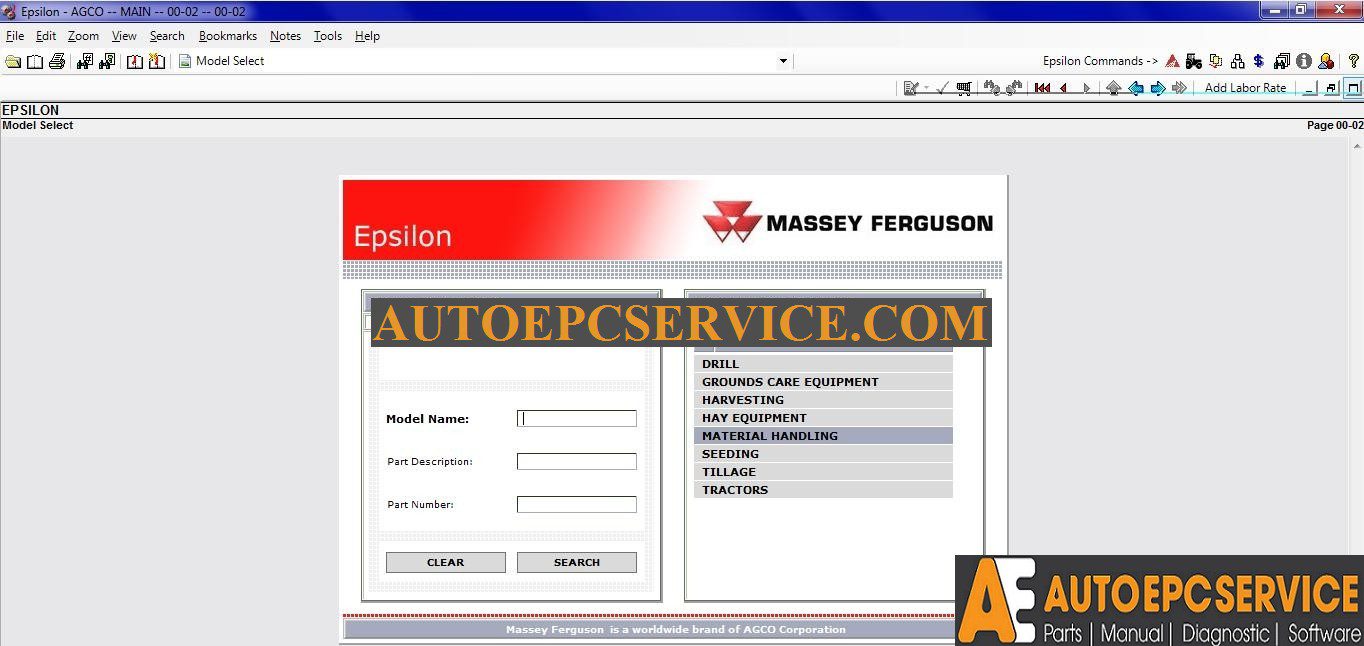 MASSEY FERGUSON Europe Parts Catalog 0320158 1
