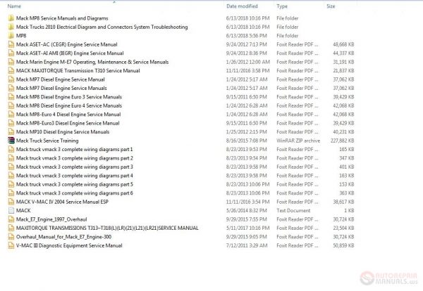 Mack Truck Some Models Manuals CD