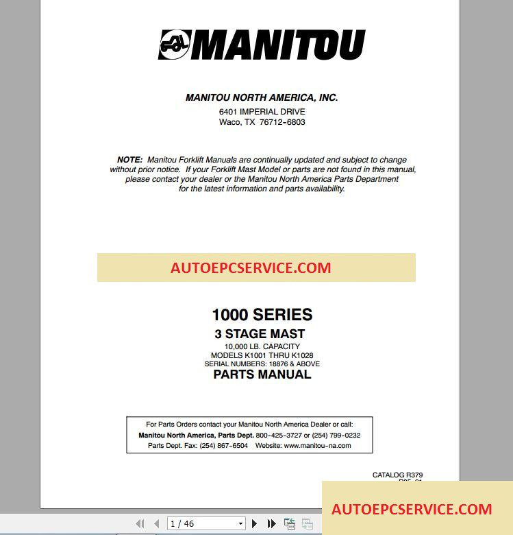 Manitou Forklift USA Full Set Model Parts Catalogue PDF2