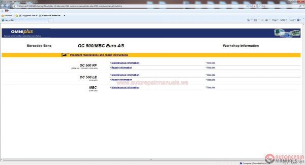 Mercedes OC 500MBC Euro 45 Workshop information1