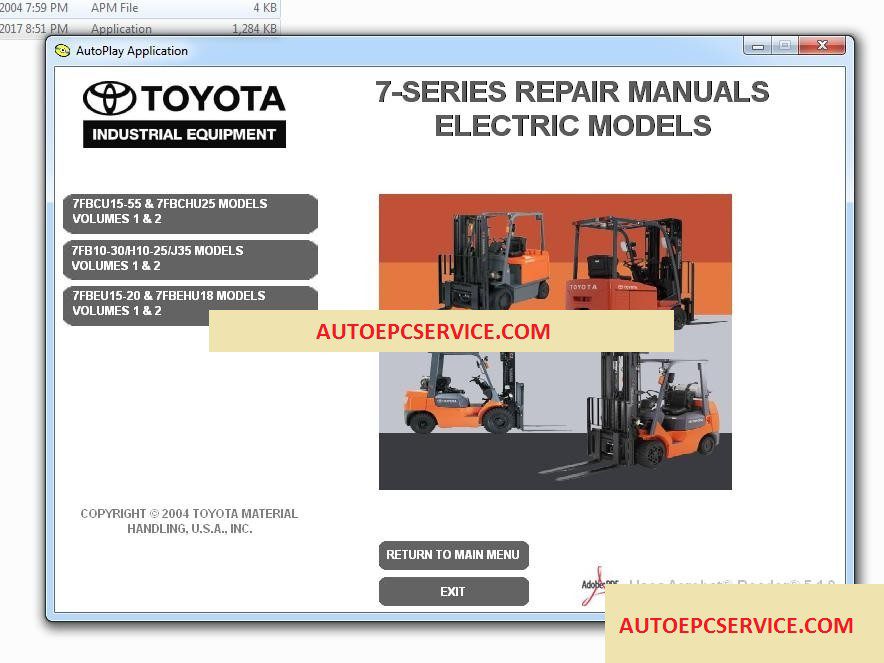TOYOTA Forklift Truck Full Set Manual DVD7