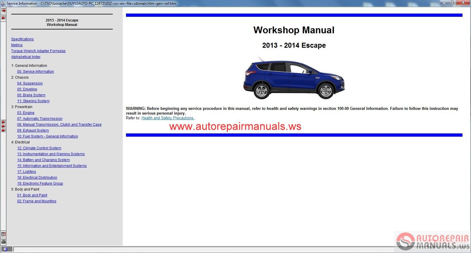 WorkShop Manual Ford Motor Company USA 20146
