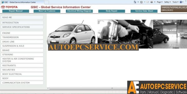 GSIC Toyota Yaris NCP90919293 2018 2011 Workshop Manual 2 1