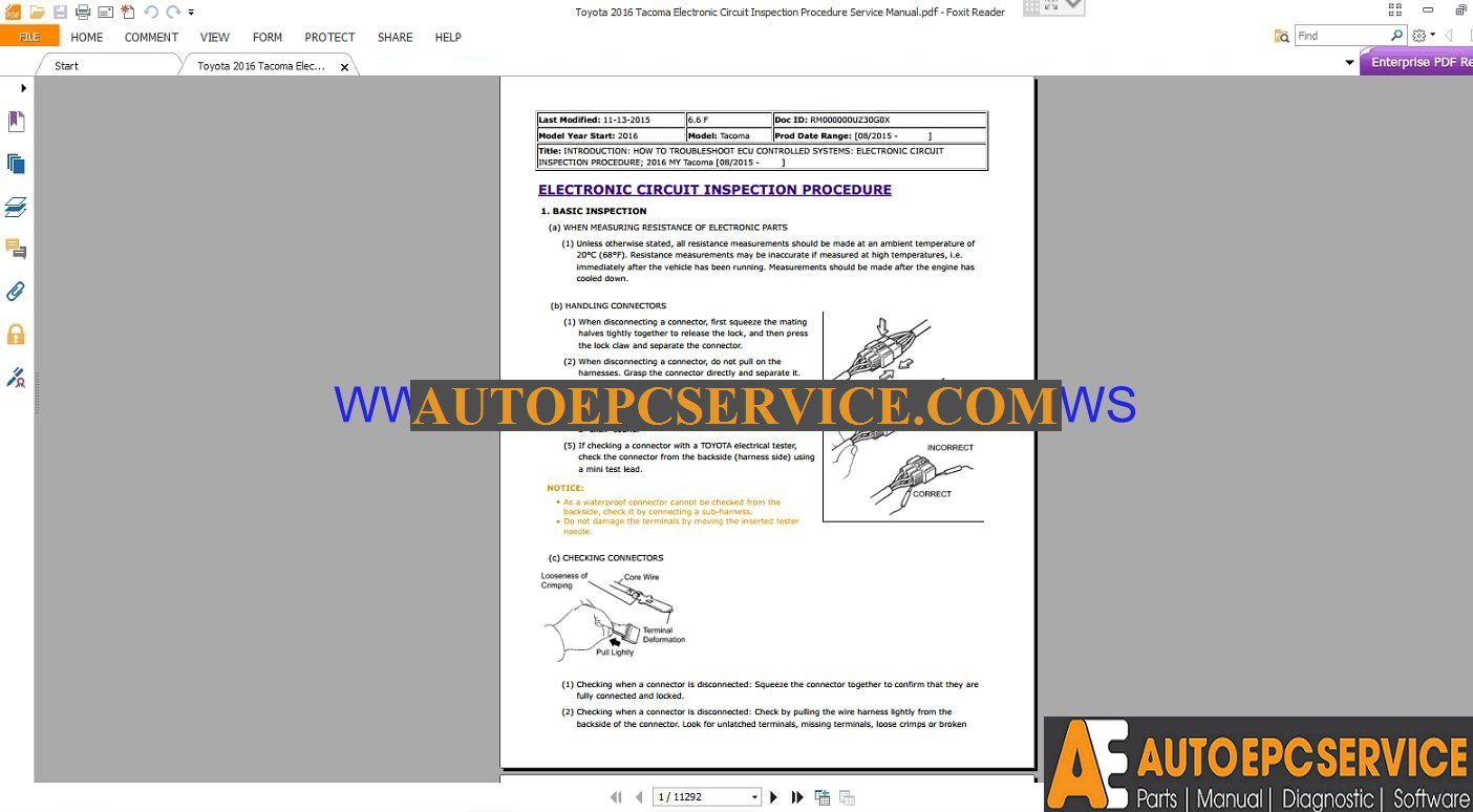 Toyota 2016 Tacoma Electronic Circuit Inspection Procedure Service Manual1