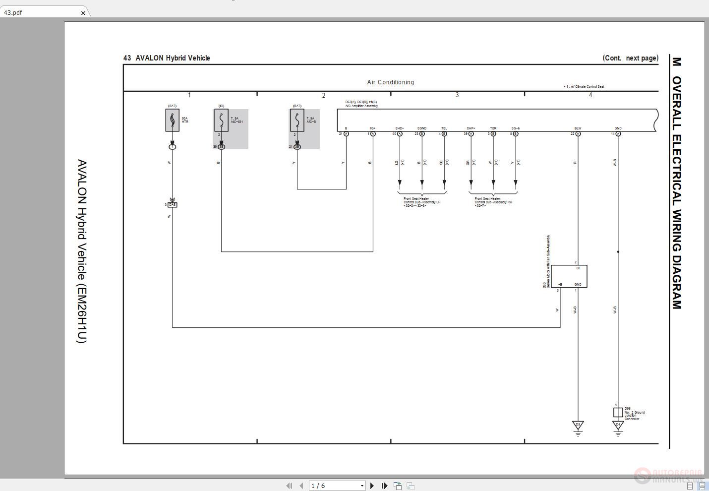 Toyota Avalon Door Wiring Harness Diagram