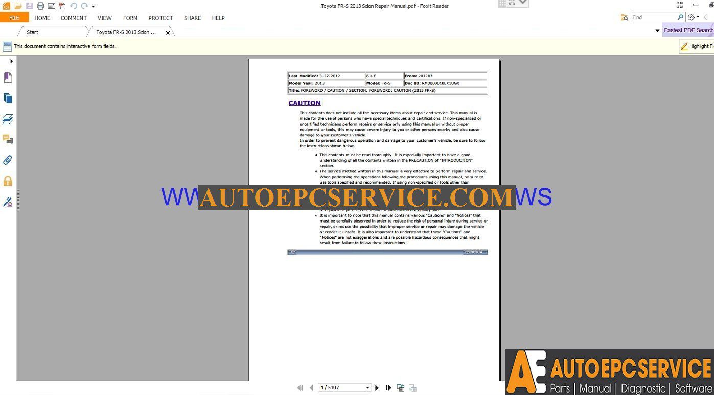Toyota FR S 2013 Scion Repair Manual1