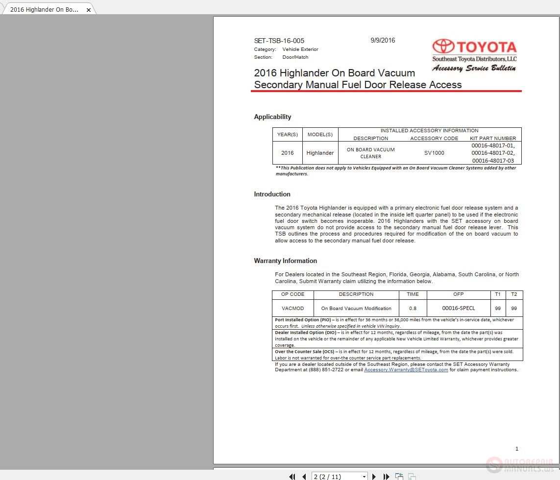 Toyota Highlander 35L 2016 Electrical Wiring Diagram 1