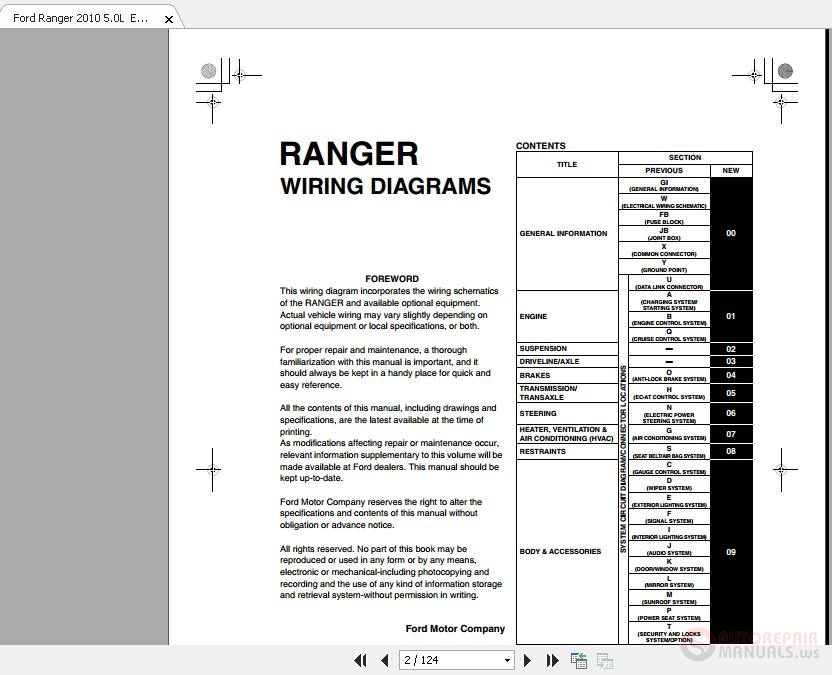Ford Ranger 2010 50L Electrical Wiring Diagrams 1