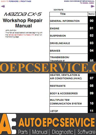Mazda CX 5 2012 Workshop Repair Manual2