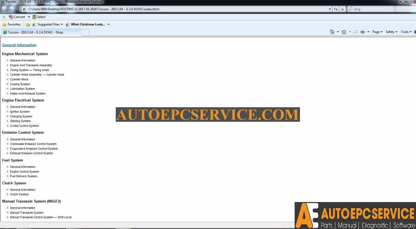 Tucson LM G 24 DOHC Service Manual 20131