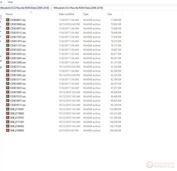 Mitsubishi ECU Rewrite ROM Data 2009 2018