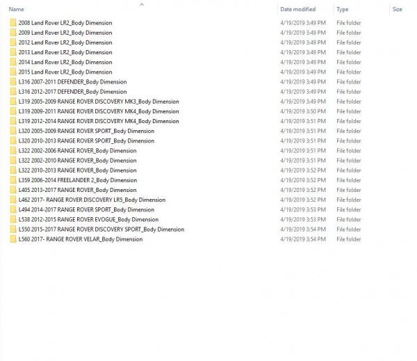 Landrover Ranger Rover 2002 2017 On Body Dimension CD1