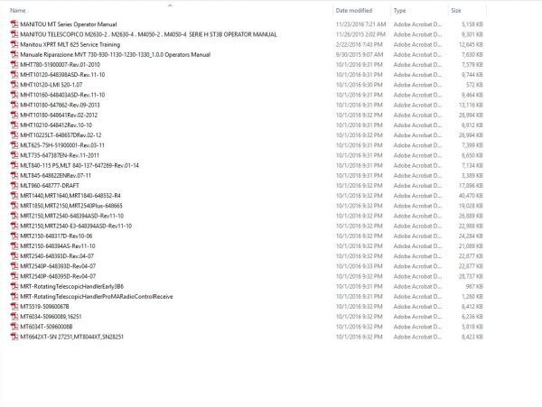 Manitou Telescopic Handler Operator Manuals Parts Manuals CD2