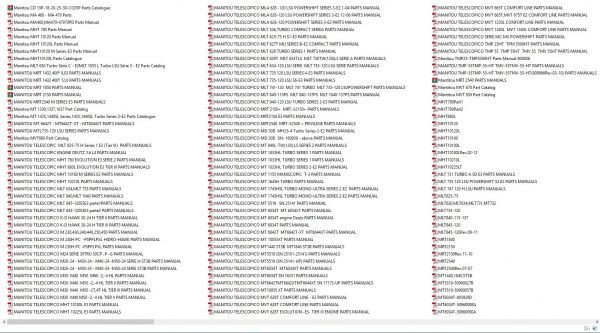 Manitou Telescopic Handler Operator Manuals Parts Manuals CD3