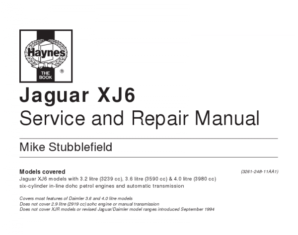Download Jaguar XJ6 Service and Repair Manual PDF 1