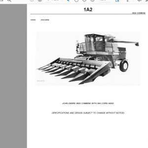 John Deere 8820 COMBINE WITH 844 CORN HEAD Tractors Parts Catalog UN 01JAN94 1