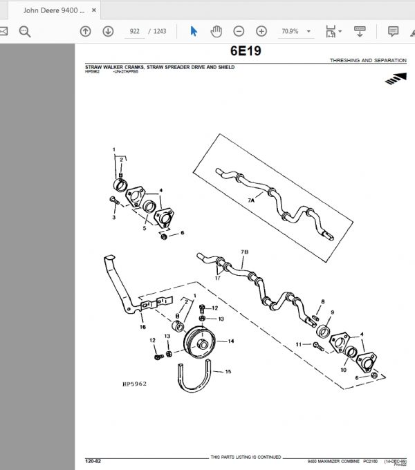 John Deere 9400 MAXIMIZER COMBINE Tractors Parts Catalog 5