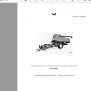 John Deere 9501 PULL TYPE COMBINE WITH BELT PICKUP AND PICKUP PLATFORM Parts Catalog 1