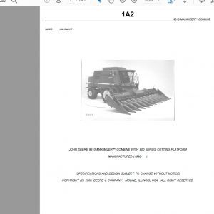 John Deere 9610 MAXIMIZER™ COMBINE WITH 900 SERIES CUTTING PLATFORM Parts Catalog 1