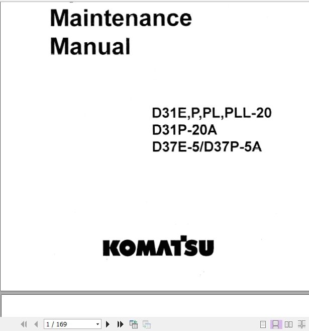 Komatsu Bulldozer D31 EPPLPLL 20 Operator Maintenance Manual EN SEAM01142001 1