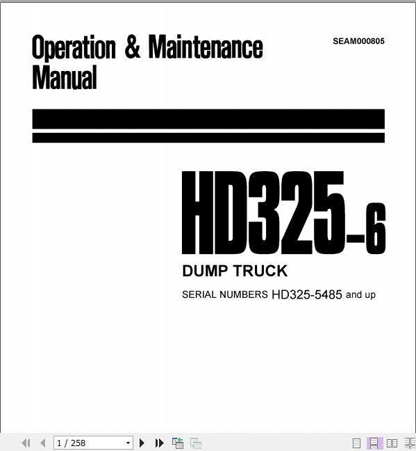 Komatsu Bulldozer D325 6 5485 and up Operator Maintenance Manual EN SEAM000805 1
